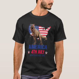 Dinosaur American Flag 4th Of July Patriotic T-Shirt