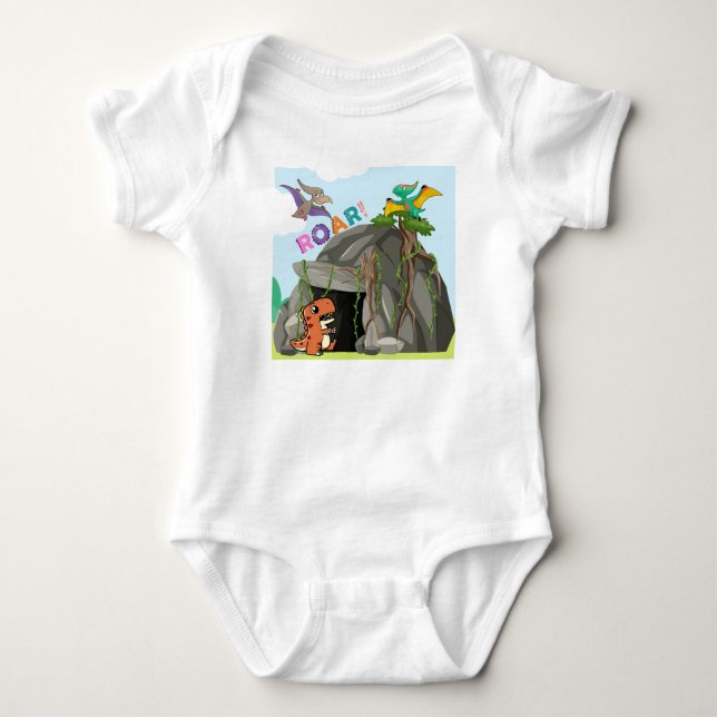 Dinosaur and Friends Baby Bodysuit (Front)