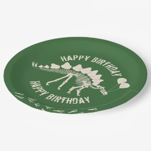 Dinosaur and Party Balloons Paper Plate