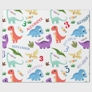 Dinosaur Animal Dino birthday party Personalized  Wrapping Paper