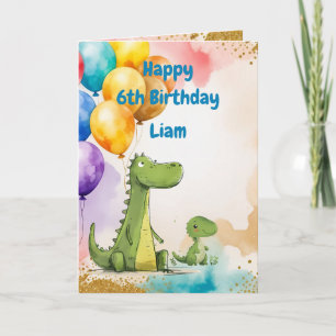 Dinosaur Animals Fun Custom Name Birthday  Card