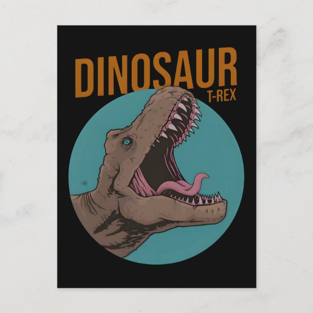 Dinosaur animation, trex animation holiday postcard (Front)