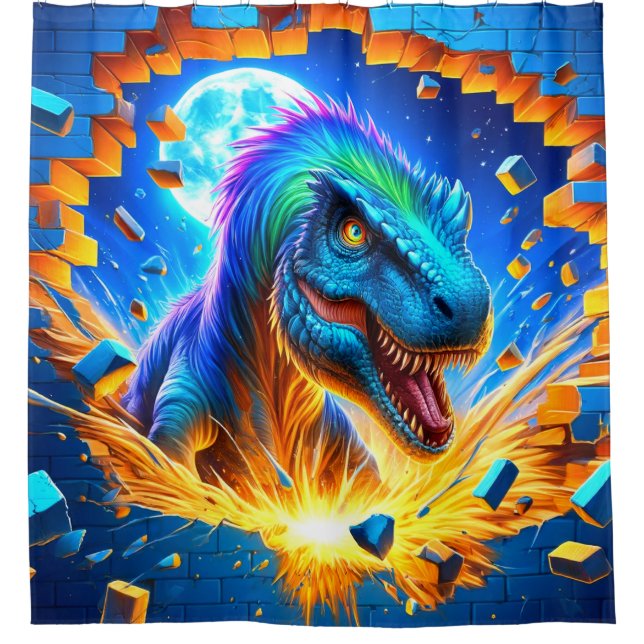 Dinosaur Art Shower Curtain (Front)