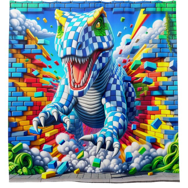 Dinosaur Art Shower Curtain (Front)