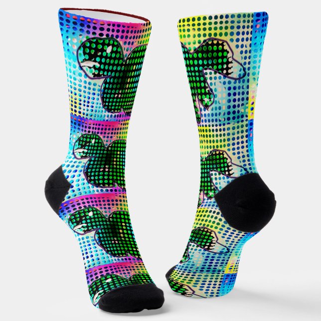 Dinosaur art socks (Angled)