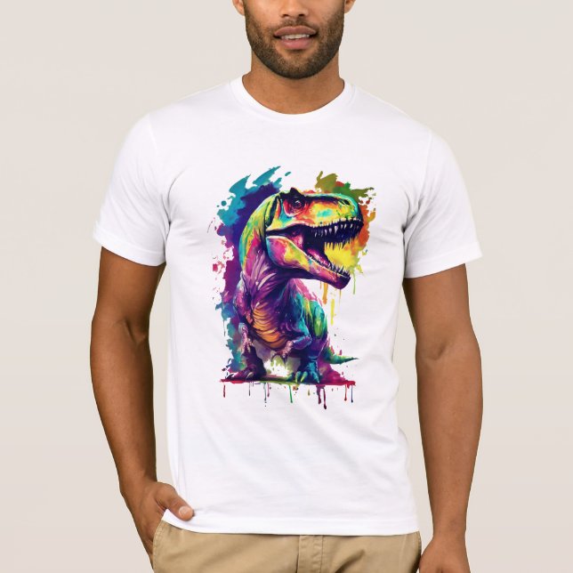 Dinosaur Art | Splash of Colour Cool Dinosaur T-Shirt (Front)