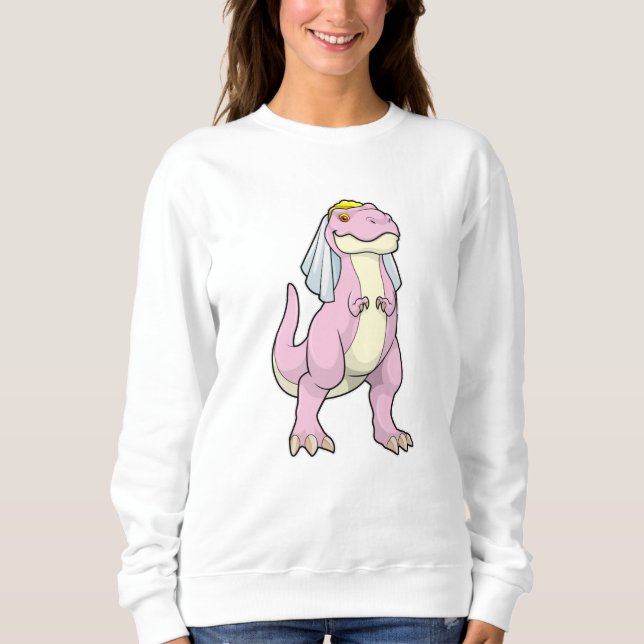Dinosaur as Bride at Wedding with Veil Sweatshirt (Front)