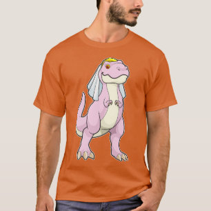 Dinosaur as Bride at Wedding with Veil T-Shirt