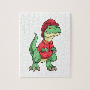 Dinosaur as Firefighter with Fire helmet Jigsaw Puzzle