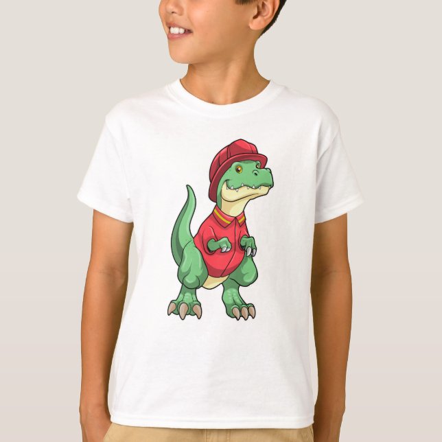 Dinosaur as Firefighter with Fire helmet T-Shirt (Front)