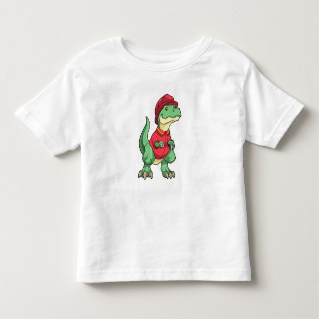 Dinosaur as Firefighter with Fire helmet Toddler T-Shirt (Front)