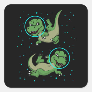 Dinosaur Astronaut Gift Kids TRex Dinosaur Square Sticker