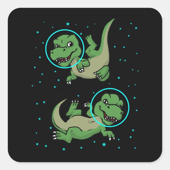 Dinosaur Astronaut Gift Kids TRex Dinosaur Square Sticker (Front)