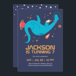 Dinosaur Astronaut Outer Space Kids Birthday Invitation<br><div class="desc">Cute design for kids,  boys or girls who love astronaut,  outer space,  rocket,  universe,  planets,  stars and galaxy. Perfect for space theme birthday party. You can customise the wording to fit other occasions.</div>