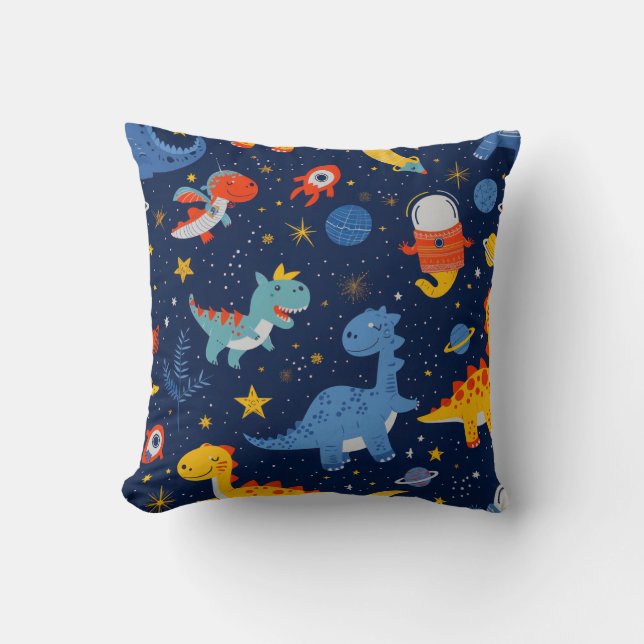 Dinosaur Astronauts In Space Kids Boy Cushion (Front)