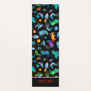 Dinosaur Astronauts Watercolor Space Personalised Yoga Mat