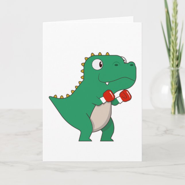Dinosaur at Boxing with Boxing gloves Card (Front)