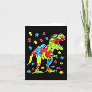 Dinosaur Autism Awareness Puzzle Piece Boys Kids T Card