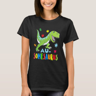 Dinosaur Autism Awareness Rex Rawr Puzzle Heart 1 T-Shirt