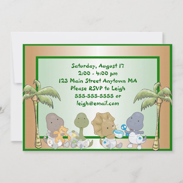 Dinosaur Babies Birthday Invitation (Front)