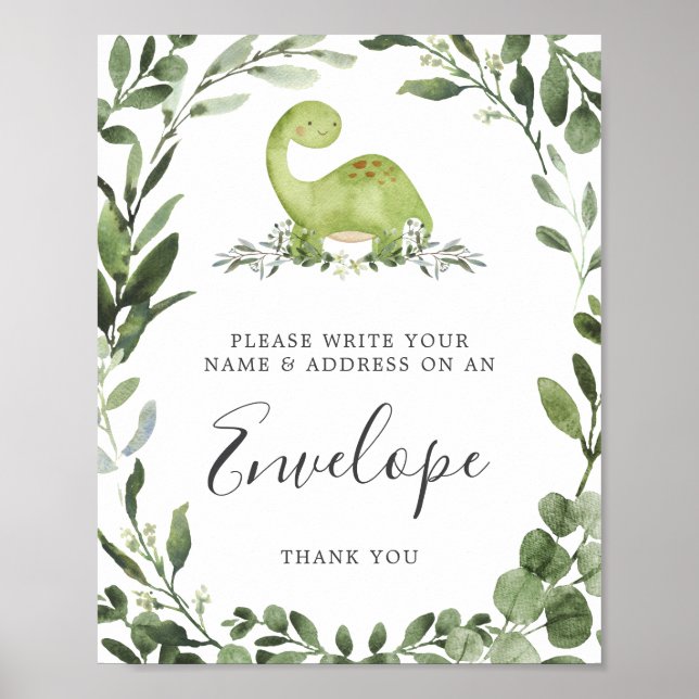 Dinosaur Baby Shower Address Envelope Sign (Front)