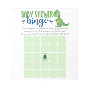 Dinosaur Baby Shower Bingo Card Notepad