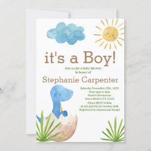 Dinosaur Baby Shower Boy Invitation