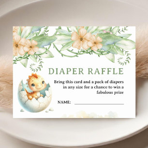 Dinosaur Baby Shower Diaper Raffle Enclosure Card