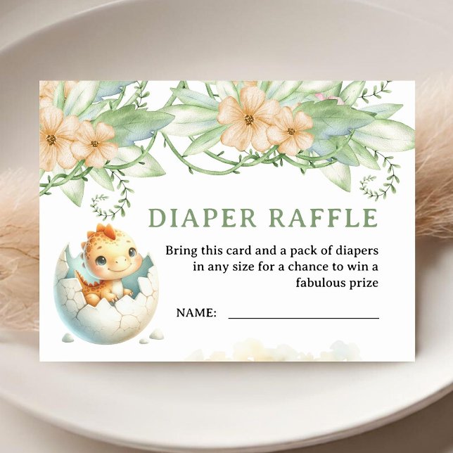 Dinosaur Baby Shower Diaper Raffle Enclosure Card (Creator Uploaded)