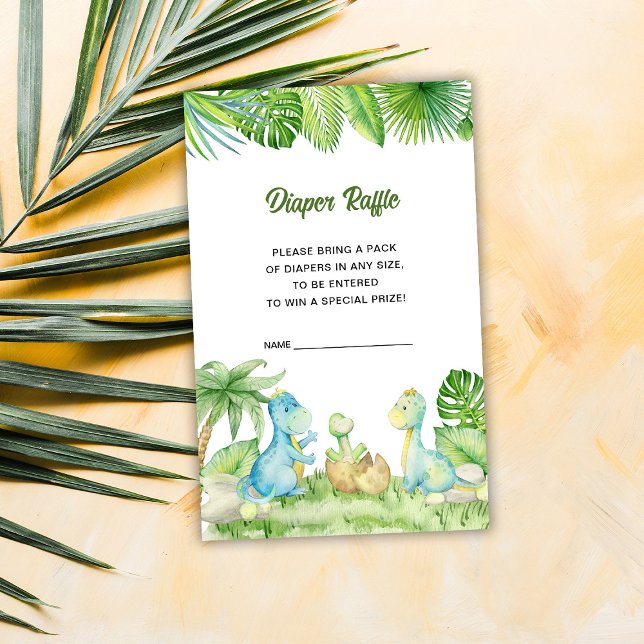 Dinosaur Baby Shower Diaper Raffle Enclosure Card (Creator Uploaded)