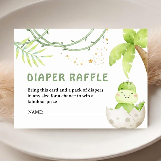 Dinosaur Baby Shower Diaper Raffle Enclosure Card (Creator Uploaded)