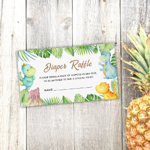 Dinosaur Baby Shower Diaper Raffle Insert Card