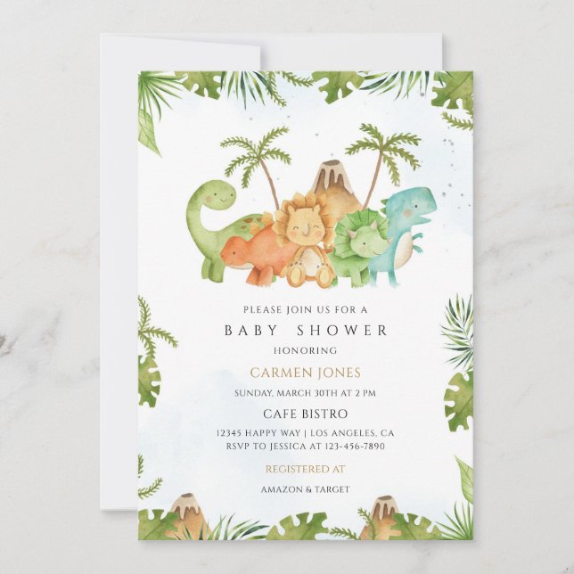 Dinosaur Baby Shower Dino Design Invitation (Front)