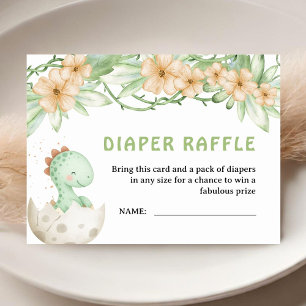 Dinosaur Baby Shower Dino Diaper Raffle Enclosure Card