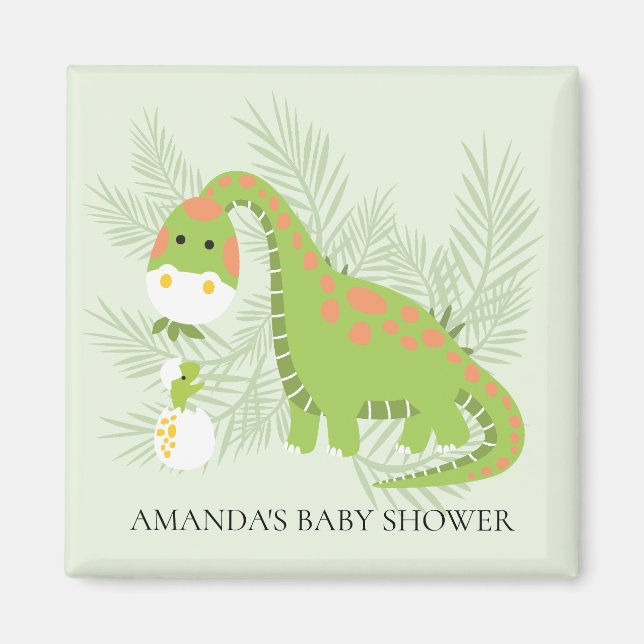 Dinosaur Baby Shower Favour Magnet (Front)