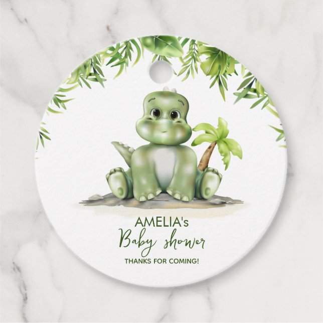 Dinosaur Baby Shower Favour Tags (Front)