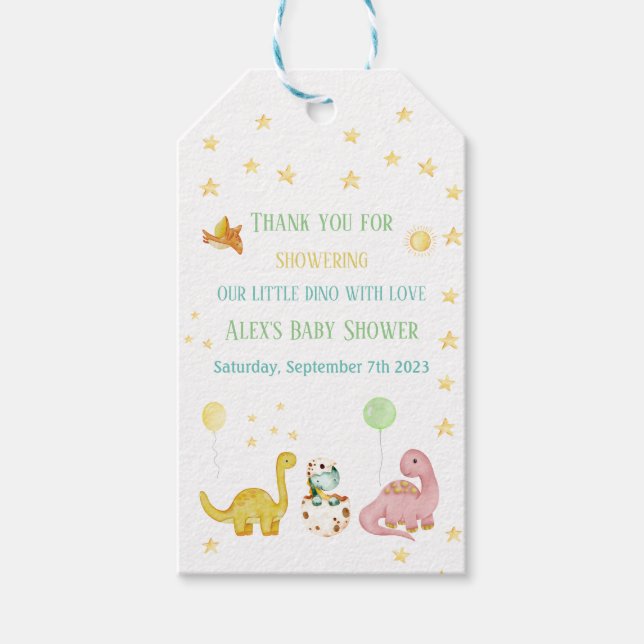 Dinosaur Baby Shower Gift Tags (Front)