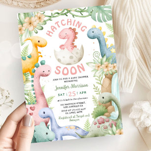 Dinosaur Baby Shower Girl Pink Dino  Invitation