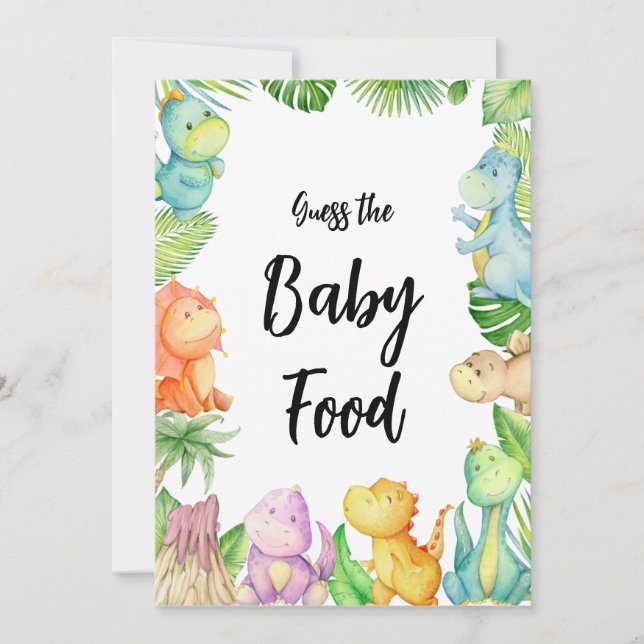Dinosaur Baby Shower Guess Baby Food Game Invitation (Front)