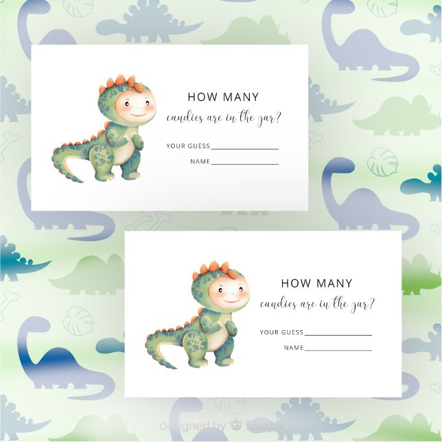 Dinosaur baby shower - guess how many candies enclosure card (Creator Uploaded)