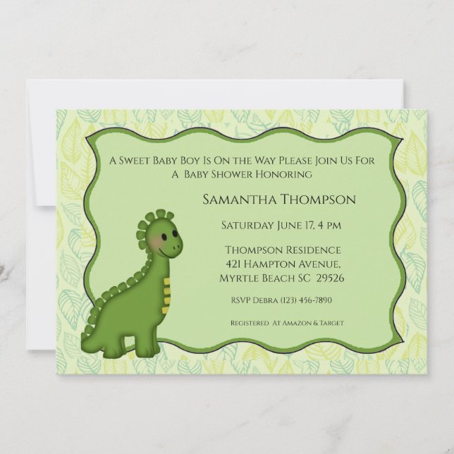 Dinosaur Baby Shower Invitation (Front)