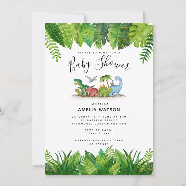 Dinosaur Baby Shower Invitation (Front)
