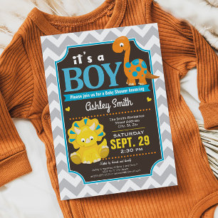 Dinosaur Baby Shower Invitation Boy