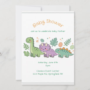 dinosaur baby shower invitation for boy or girl