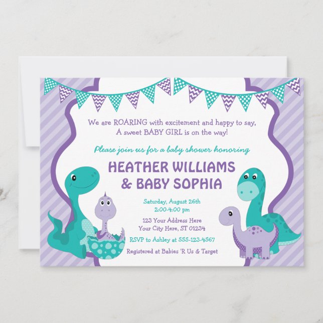 Dinosaur Baby Shower Invitation with Envelopes (Front)