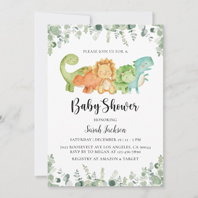 Dinosaur Baby Shower Invitations (Front)