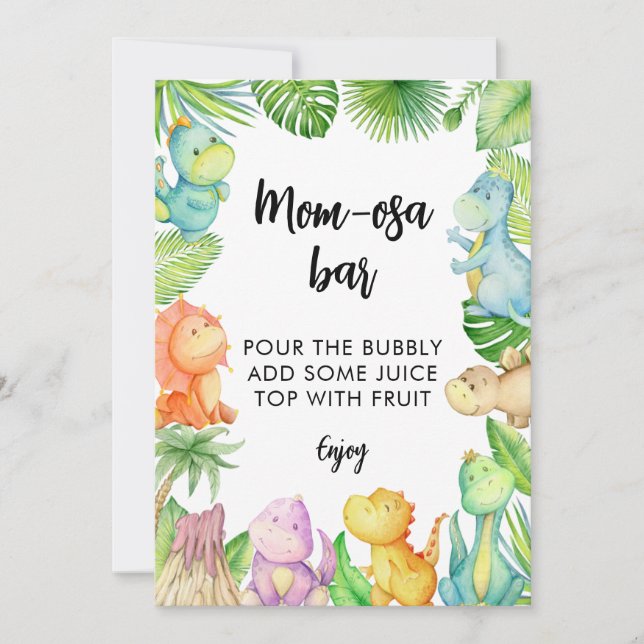 Dinosaur Baby Shower Mum-osa Bar Sign Invitation (Front)