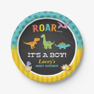 Dinosaur Baby Shower Paper Plate - Custom