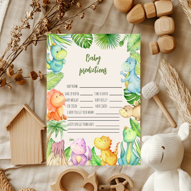 Dinosaur Baby Shower Predictions Card (Creator Uploaded)