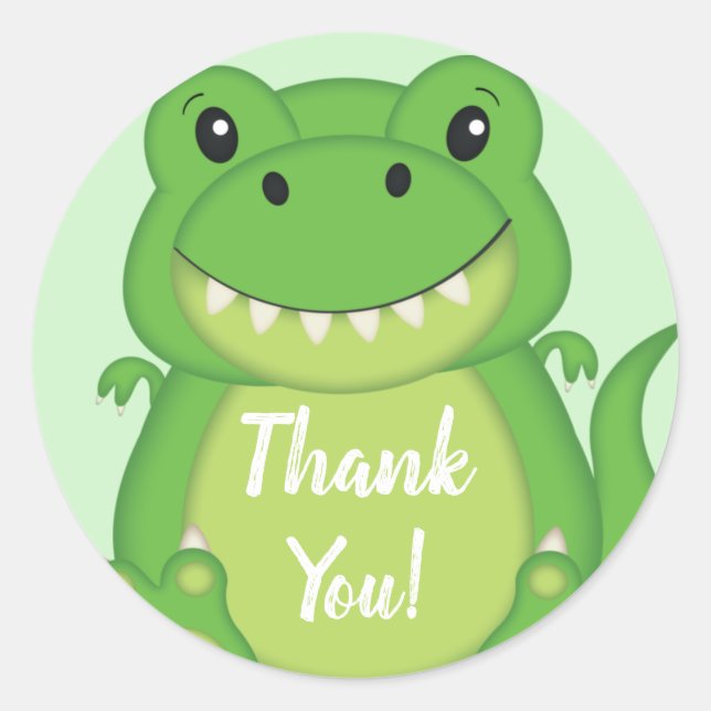 Dinosaur Baby Shower T-Rex  Classic Round Sticker (Front)